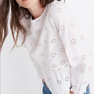 Madewell eyelet keyhole peplum top